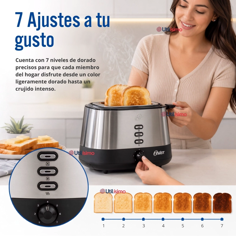 TOSTADOR OSTER® 2 REBANADAS EN ACERO INOXIDABLE TSSTTR500 800W - 6