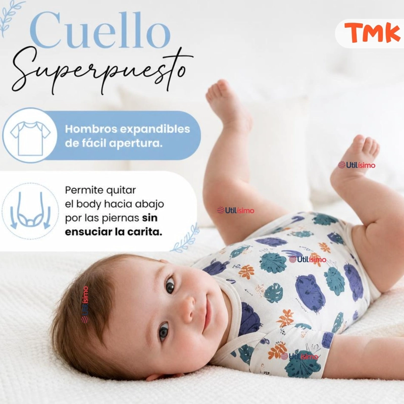 PACK 5 BODYS MANGA CORTA 100% ALGODON TEDMIMAK NIÑO BLUE JUNGLE - 8