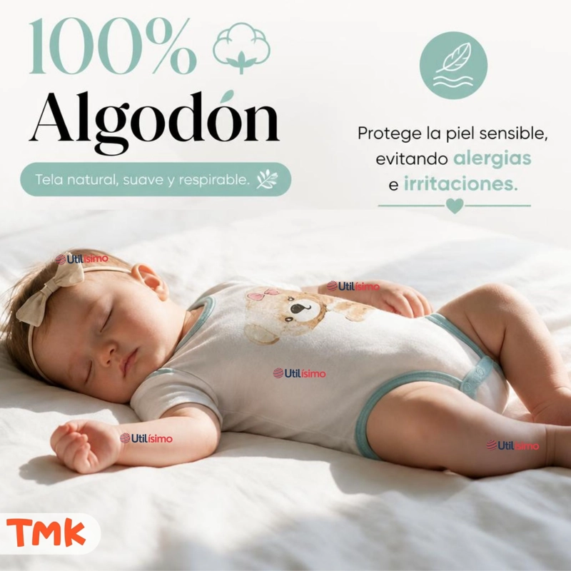 PACK 5 BODYS MANGA CORTA 100% ALGODON TEDMIMAK NIÑA CUDDLY BEARS - 5