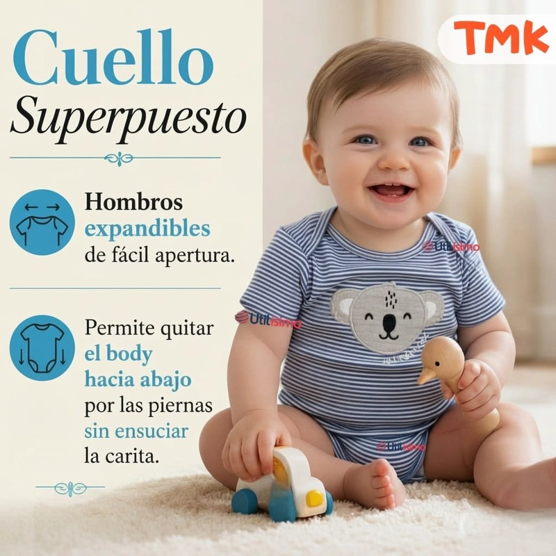 PACK 5 BODYS MANGA CORTA 100% ALGODON TEDMIMAK BEBE NIÑO ANIMALS - 8