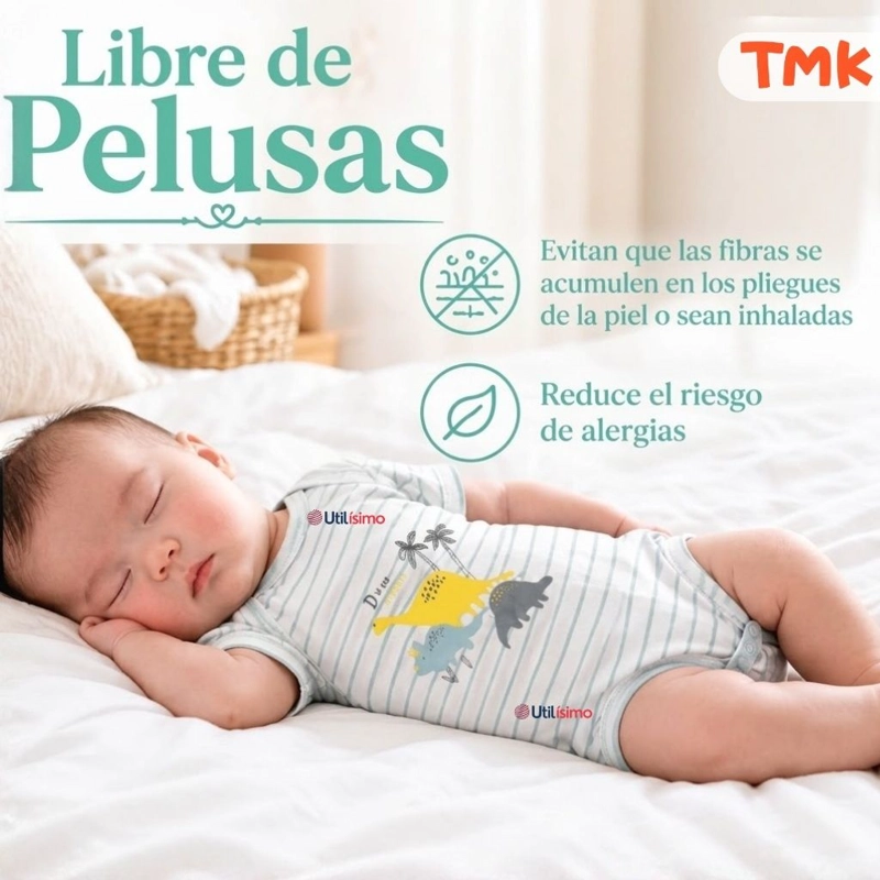 PACK 5 BODYS MANGA CORTA 100% ALGODON TEDMIMAK BEBE NIÑO DINO BABY - 9