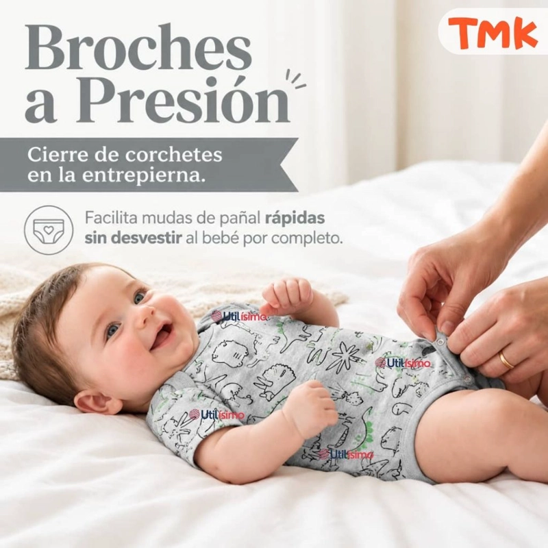PACK 5 BODYS MANGA CORTA 100% ALGODON TEDMIMAK BEBE NIÑO GREEN DINOS - 6