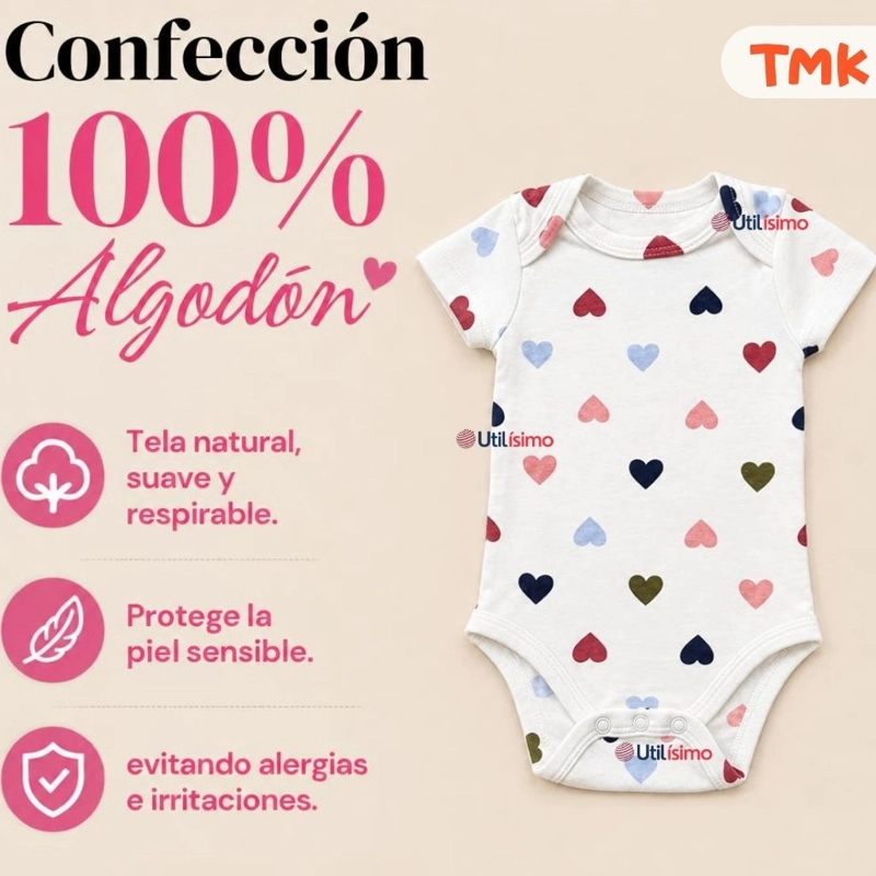 PACK 5 BODYS MANGA CORTA 100% ALGODON TEDMIMAK BEBE NIÑA COLOR CAKE - 5