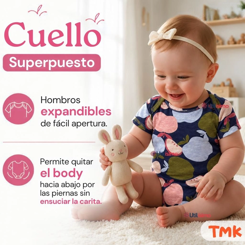 PACK 5 BODYS MANGA CORTA 100% ALGODON TEDMIMAK BEBE NIÑA COLOR CAKE - 8