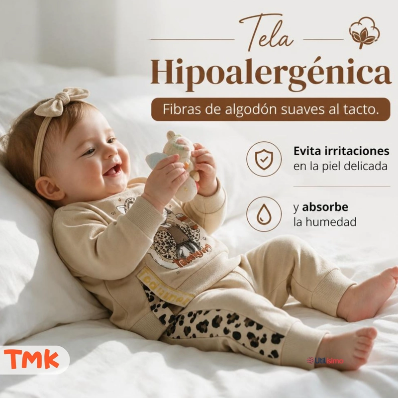 CONJUNTO 2 PIEZAS POLERON Y BUZO 100% ALGODON TEDMIMAK BEBE NIÑA CAT PRINT - 8