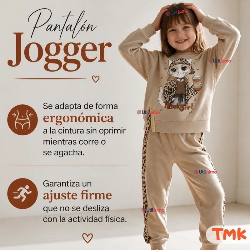 CONJUNTO 2 PIEZAS POLERON Y BUZO 100% ALGODON TEDMIMAK NIÑA CAT ANIMAL PRINT - 7