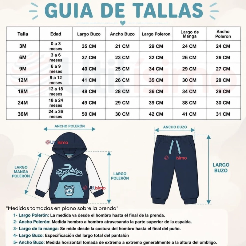CONJUNTO 2 PIEZAS POLERON Y BUZO 100% ALGODON TEDMIMAK BEBE NIÑO BROOKLYN - 3