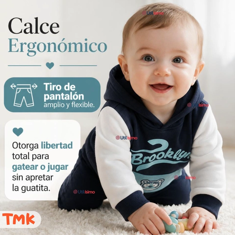 CONJUNTO 2 PIEZAS POLERON Y BUZO 100% ALGODON TEDMIMAK BEBE NIÑO BROOKLYN - 7