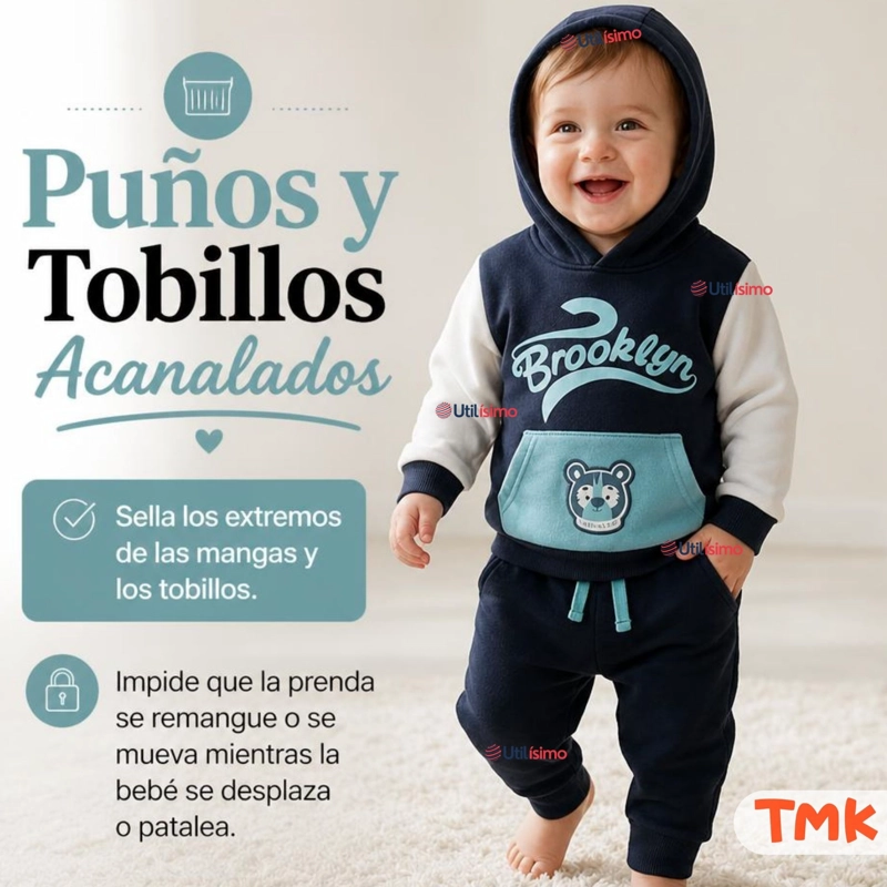 CONJUNTO 2 PIEZAS POLERON Y BUZO 100% ALGODON TEDMIMAK BEBE NIÑO BROOKLYN - 9