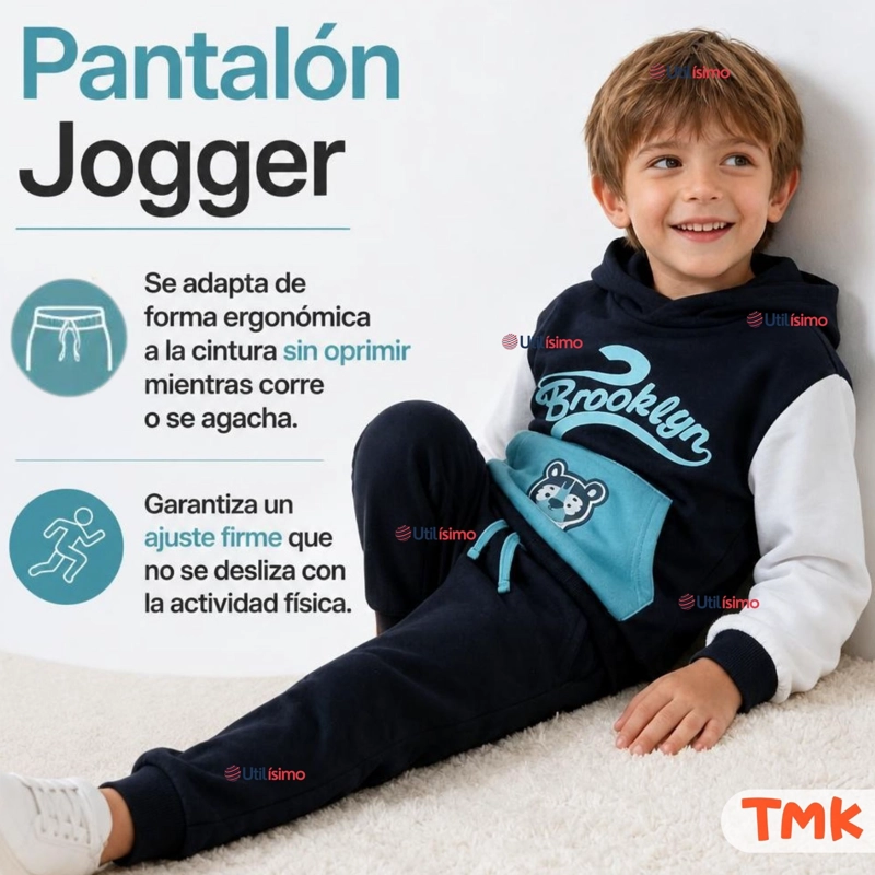 CONJUNTO 2 PIEZAS POLERON Y BUZO 100% ALGODON TEDMIMAK NIÑO BROOKLYN BLUE - 7