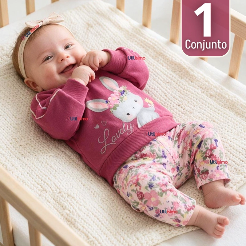 CONJUNTO 2 PIEZAS POLERON Y BUZO 100% ALGODON TEDMIMAK BEBE NINA LOVELY 36 meses Fucsia