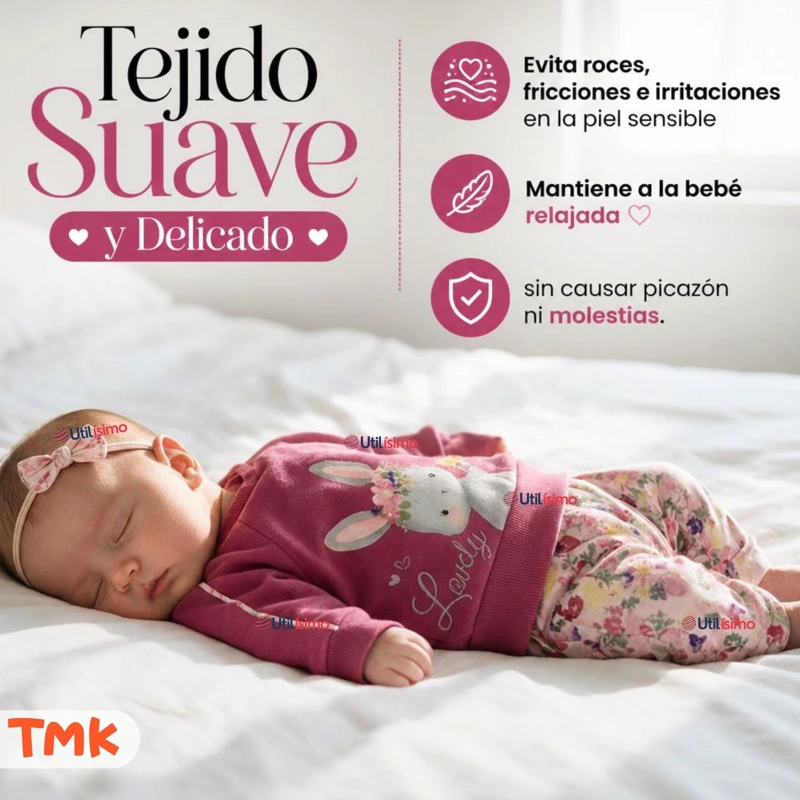 CONJUNTO 2 PIEZAS POLERON Y BUZO 100% ALGODON TEDMIMAK BEBE NIÑA LOVELY - 5