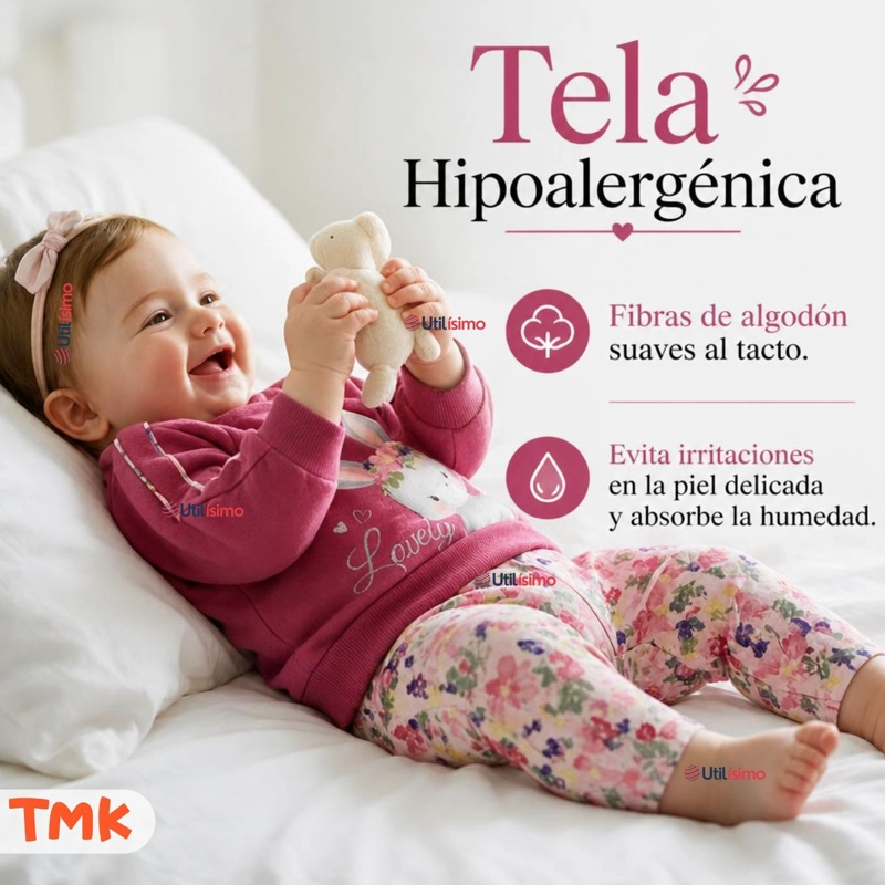 CONJUNTO 2 PIEZAS POLERON Y BUZO 100% ALGODON TEDMIMAK BEBE NIÑA LOVELY - 8