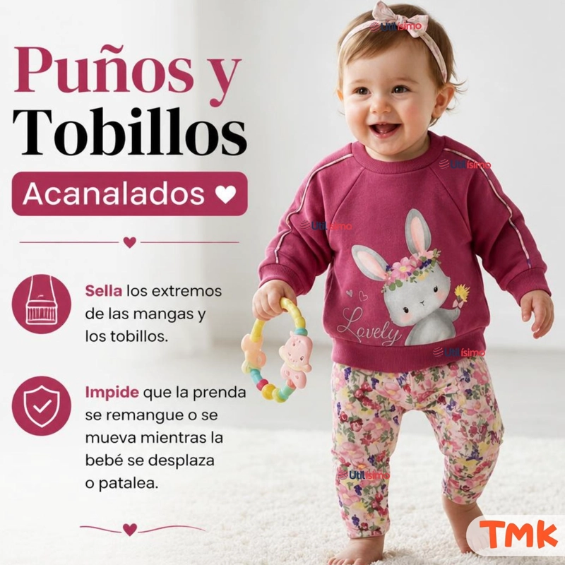 CONJUNTO 2 PIEZAS POLERON Y BUZO 100% ALGODON TEDMIMAK BEBE NIÑA LOVELY - 9