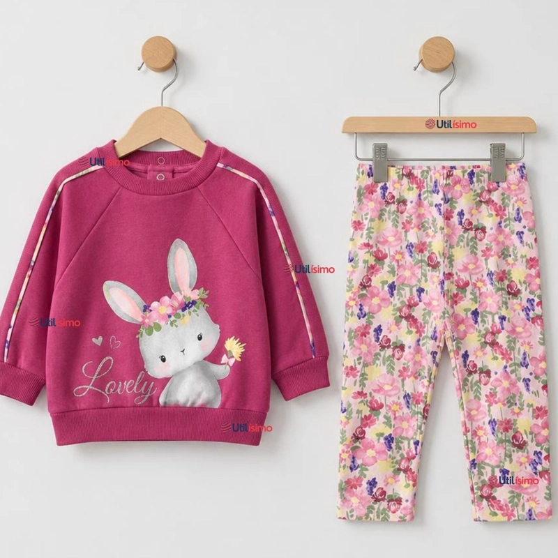 CONJUNTO 2 PIEZAS POLERON Y BUZO 100% ALGODON TEDMIMAK BEBE NIÑA LOVELY - 1