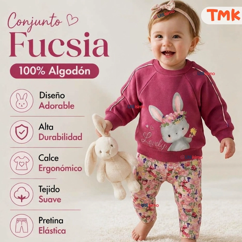 CONJUNTO 2 PIEZAS POLERON Y BUZO 100% ALGODON TEDMIMAK BEBE NIÑA LOVELY - 4