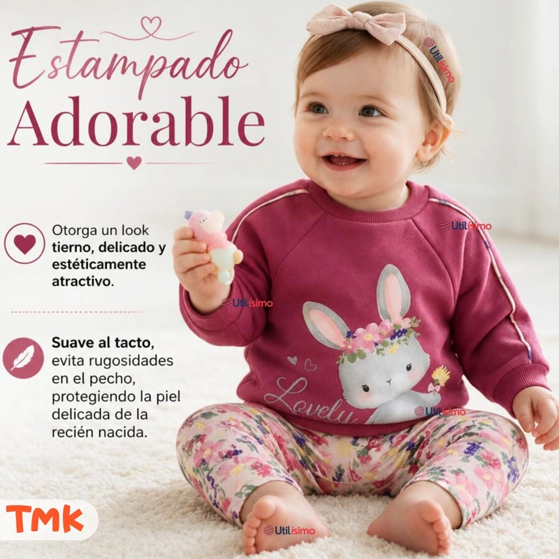 CONJUNTO 2 PIEZAS POLERON Y BUZO 100% ALGODON TEDMIMAK BEBE NIÑA LOVELY - 6