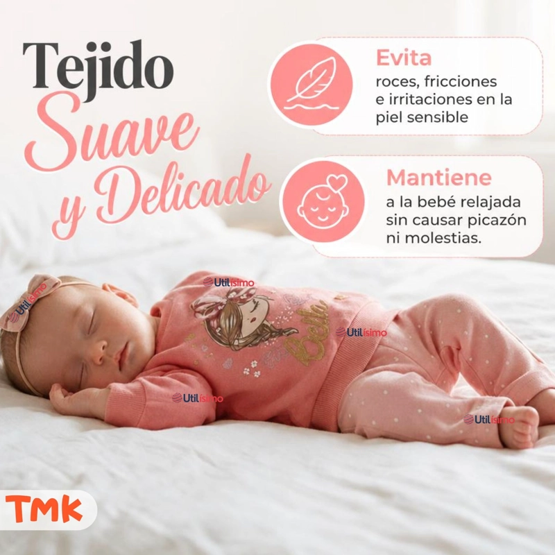 CONJUNTO 2 PIEZAS POLERON Y PANTALON 100% ALGODON TEDMIMAK BEBE NIÑA BEAUTIFUL PINK - 5