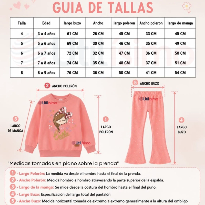 CONJUNTO 2 PIEZAS POLERON Y PANTALON PALAZZO 100% ALGODON TEDMIMAK NIÑA BEAUTIFUL PINK - 3