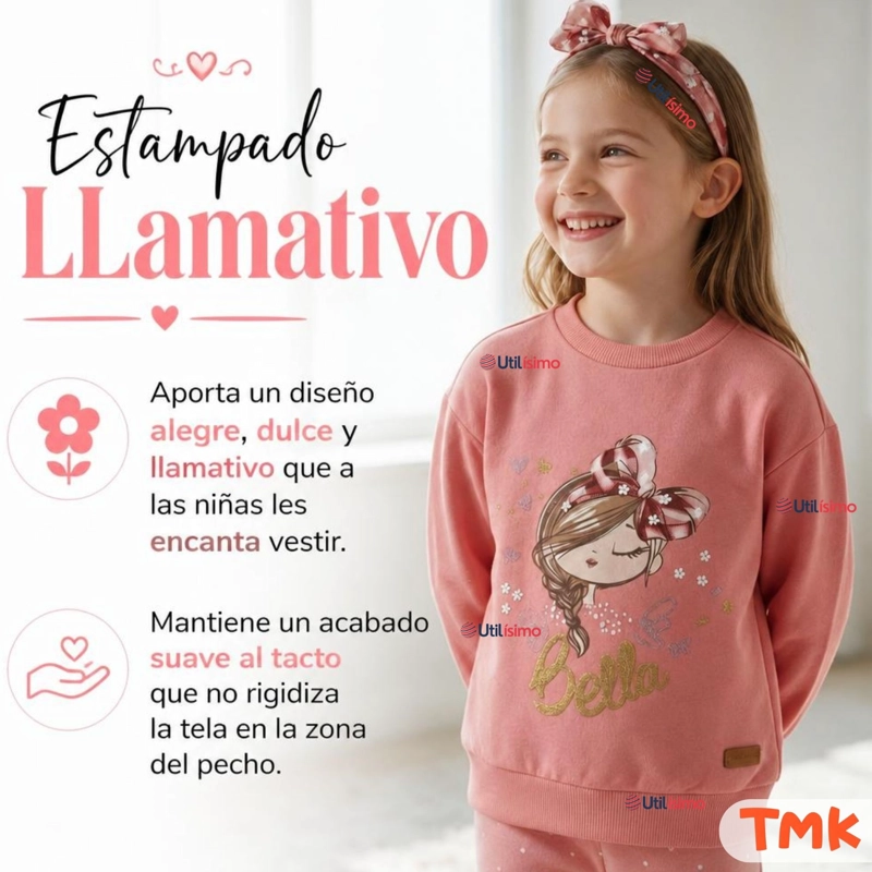 CONJUNTO 2 PIEZAS POLERON Y PANTALON PALAZZO 100% ALGODON TEDMIMAK NIÑA BEAUTIFUL PINK - 5