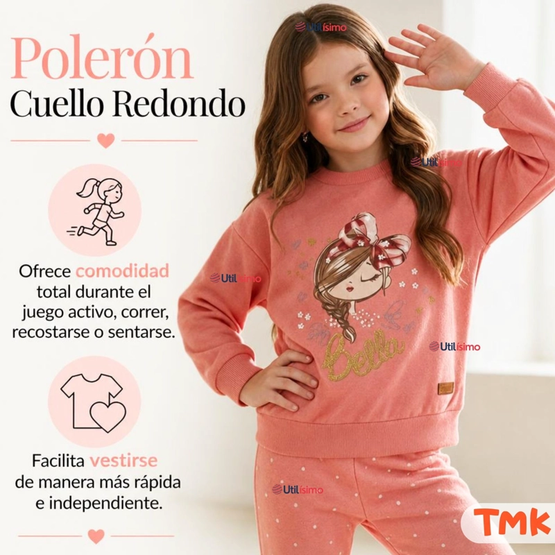 CONJUNTO 2 PIEZAS POLERON Y PANTALON PALAZZO 100% ALGODON TEDMIMAK NIÑA BEAUTIFUL PINK - 8