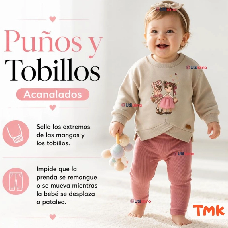 CONJUNTO 2 PIEZAS POLERON Y PANTALON BUZO 100% ALGODON TEDMIMAK BEBE NIÑA PRETTY - 9