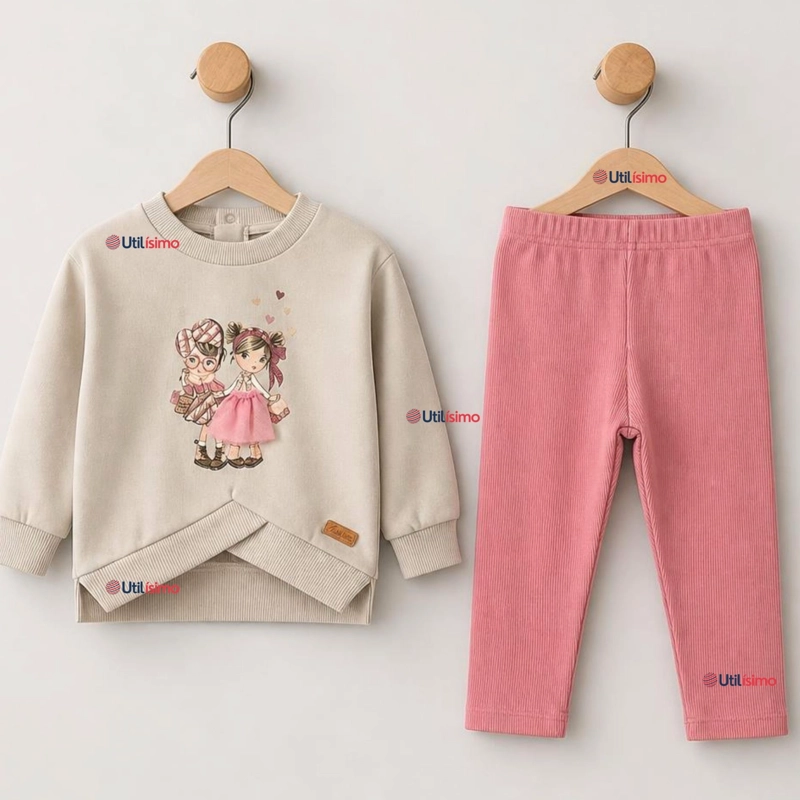 CONJUNTO 2 PIEZAS POLERON Y PANTALON BUZO 100% ALGODON TEDMIMAK BEBE NIÑA PRETTY - 1