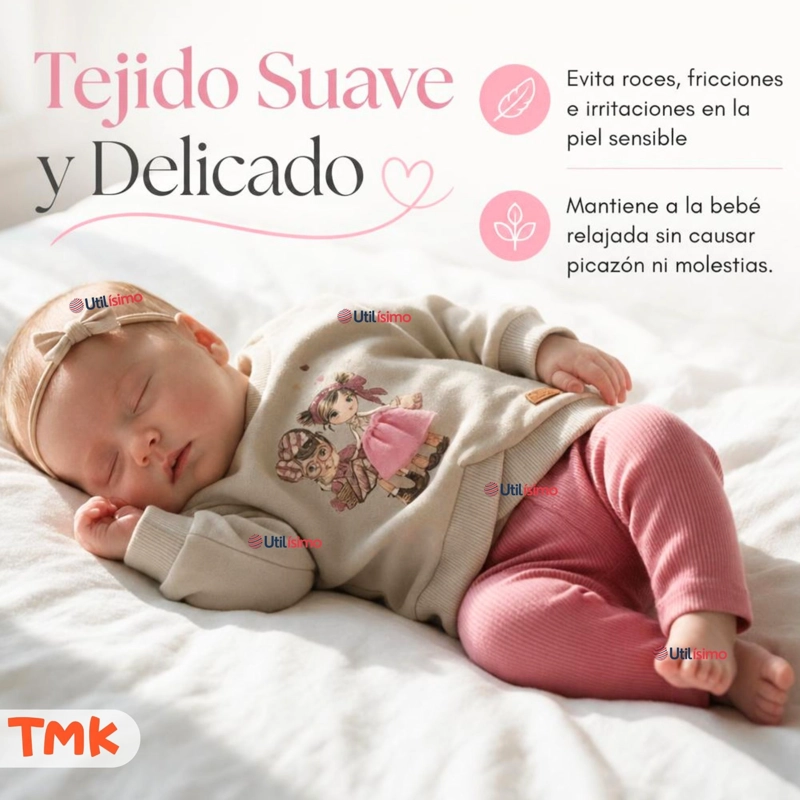 CONJUNTO 2 PIEZAS POLERON Y PANTALON BUZO 100% ALGODON TEDMIMAK BEBE NIÑA PRETTY - 5