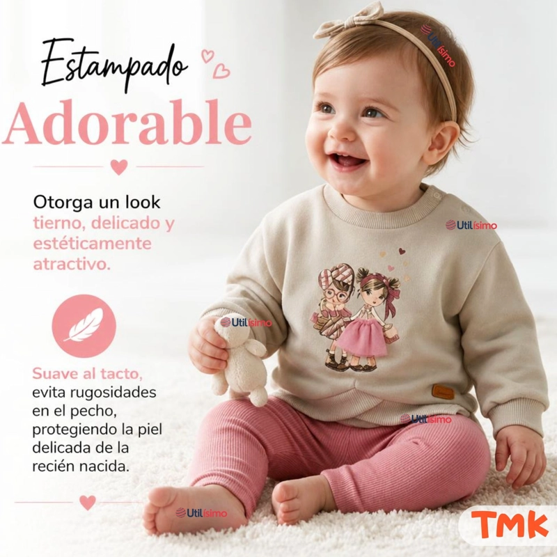 CONJUNTO 2 PIEZAS POLERON Y PANTALON BUZO 100% ALGODON TEDMIMAK BEBE NIÑA PRETTY - 6