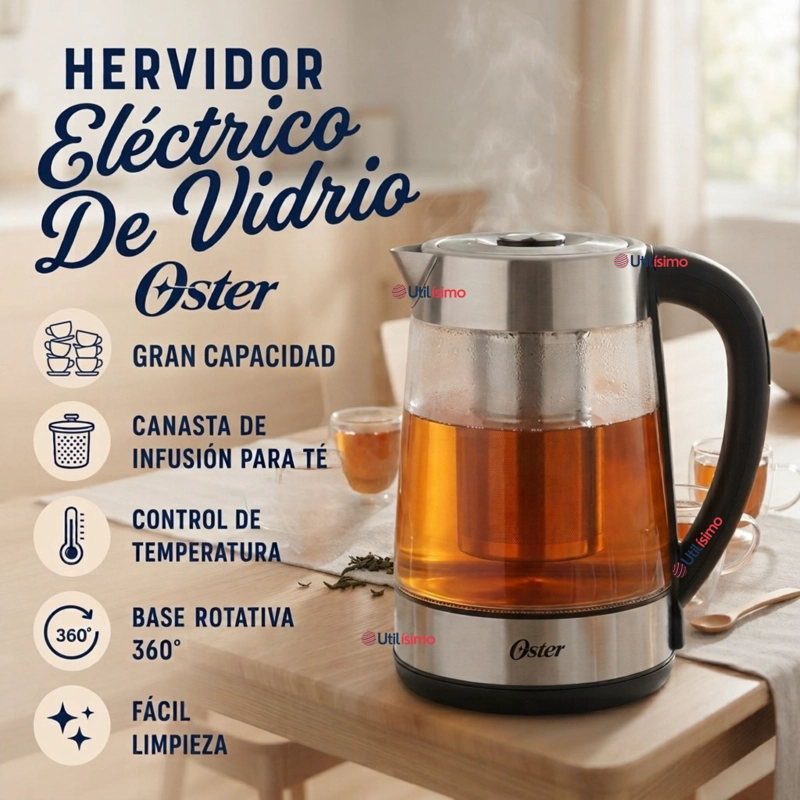 HERVIDOR ELECTRICO DE VIDRIO OSTER CON SELECTOR DE TEMPERATURA E INFUSOR DE TE BVSTKT8990 - 4