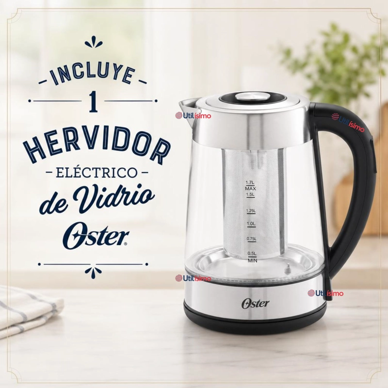 HERVIDOR ELECTRICO DE VIDRIO OSTER CON SELECTOR DE TEMPERATURA E INFUSOR DE TE BVSTKT8990 - 2