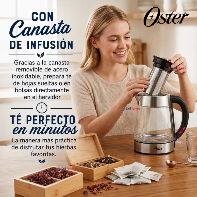 HERVIDOR ELECTRICO DE VIDRIO OSTER CON SELECTOR DE TEMPERATURA E INFUSOR DE TE BVSTKT8990 - 6