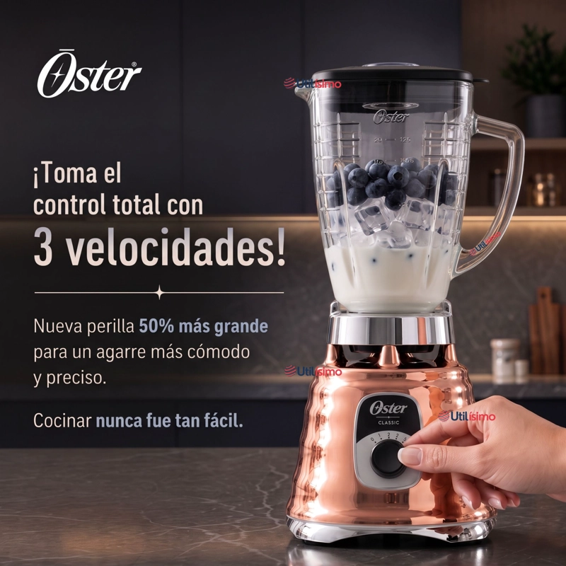 LICUADORA CLASICA OSTER® COBRE CON PERILLA ERGONOMICA DE 3 VELOCIDADES BLST4128 - 8