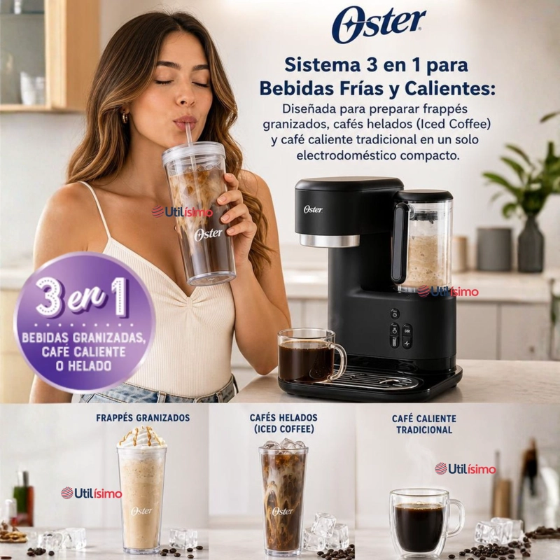 CAFETERA PARA FRAPPE OSTER® CON LICUADORA CON 3 FUNCIONALIDADES, NEGRA, BVSTDC03B - 3