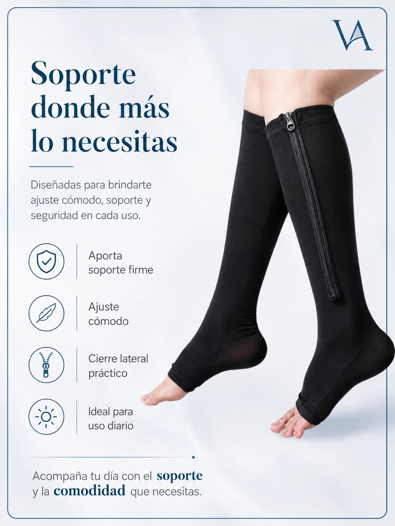 MEDIA VICALLY FASHION CIERRE COMPRESIÓN VARICES LARGA CALCETA - 5