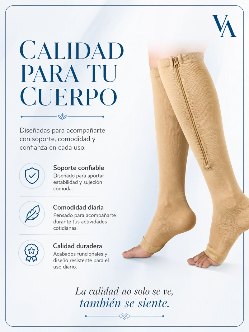 MEDIA VICALLY FASHION CIERRE COMPRESIÓN VARICES LARGA CALCETA - 7