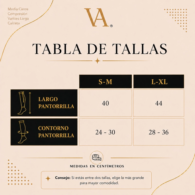 MEDIA VICALLY FASHION CIERRE COMPRESIÓN VARICES LARGA CALCETA - 8