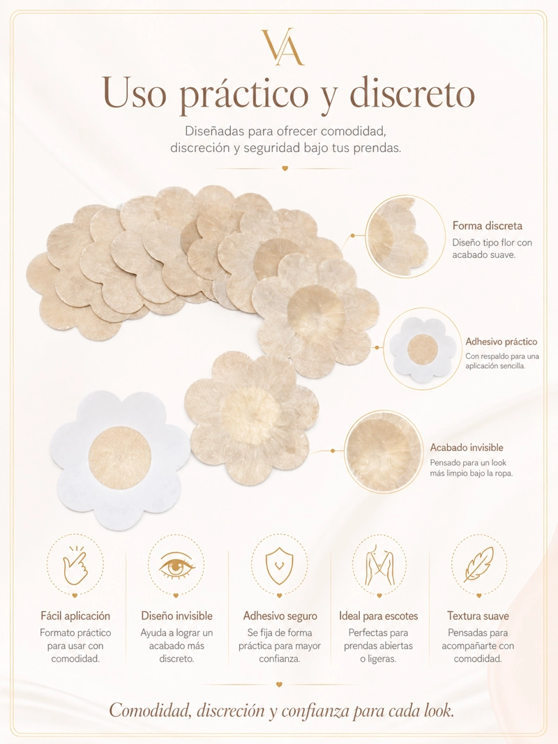 10 PEZONERAS PARCHES CUBRE PEZÓN ADHESIVAS TAPAS INVISIBLES - 3