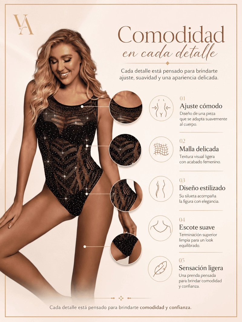 BODY MUJER VICALLY FASHION TRANSPARENTE NEGRO - 8