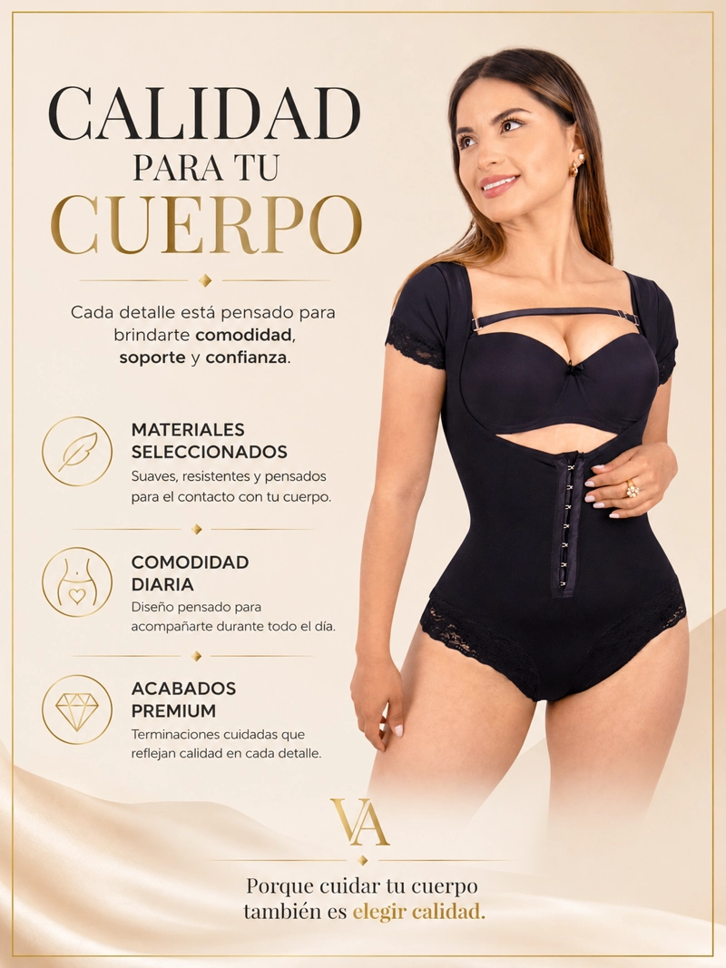FAJA BODY MUJER PREMIUM MANGA CORTA MODA KING ORIGINALES - 6
