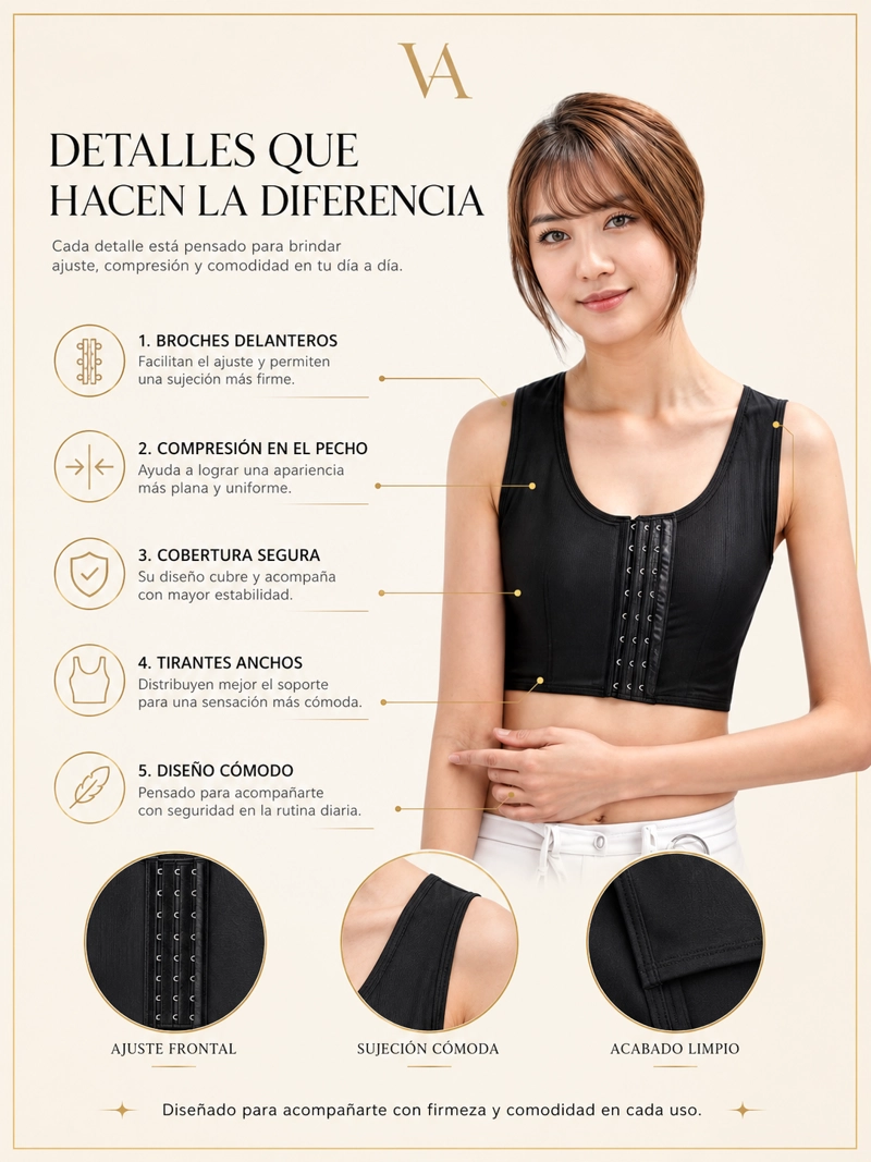 FAJA MUJER VICALLY FASHION BINDER TRANS CHALECO DE COMPRESION DE PECHOS - 5