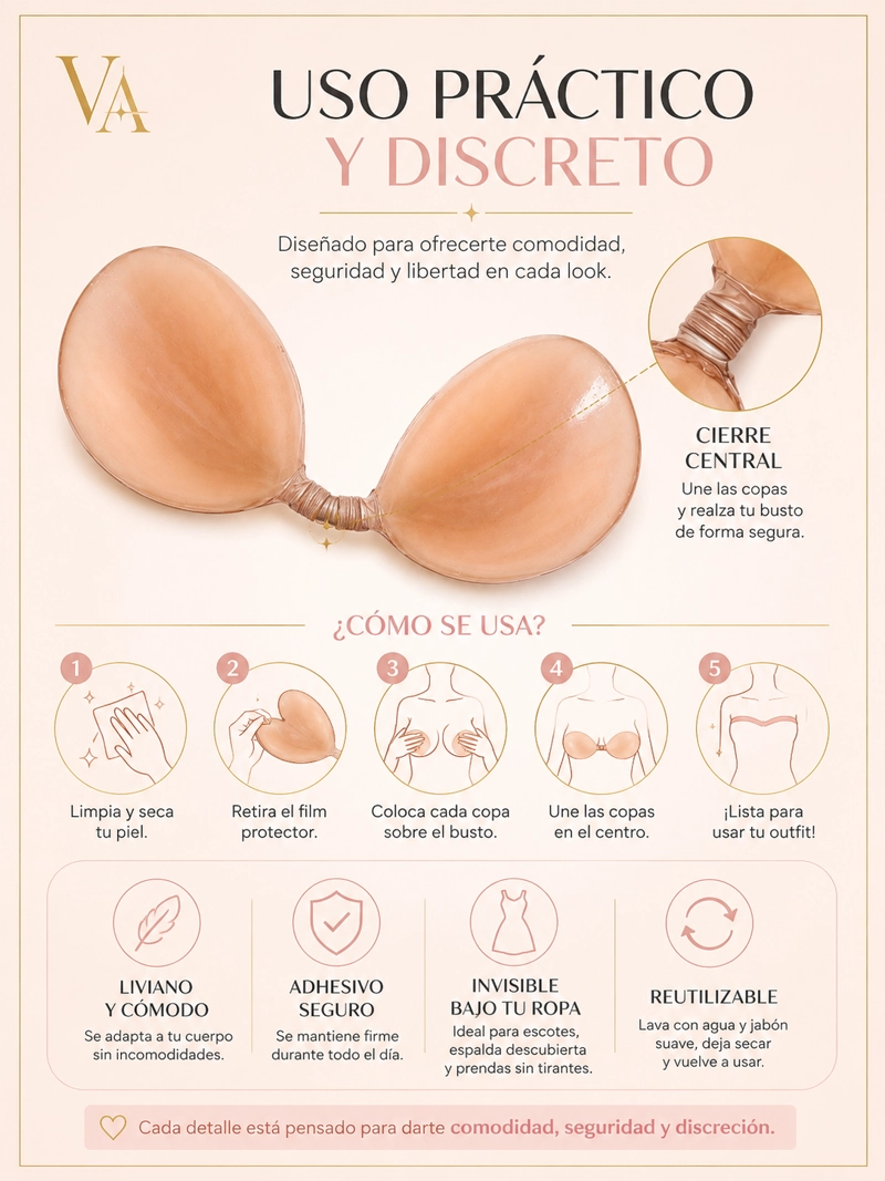 SOSTÉN INVISIBLE DE SILICONA SIN TIRANTES, EFECTO RELLENO - 6