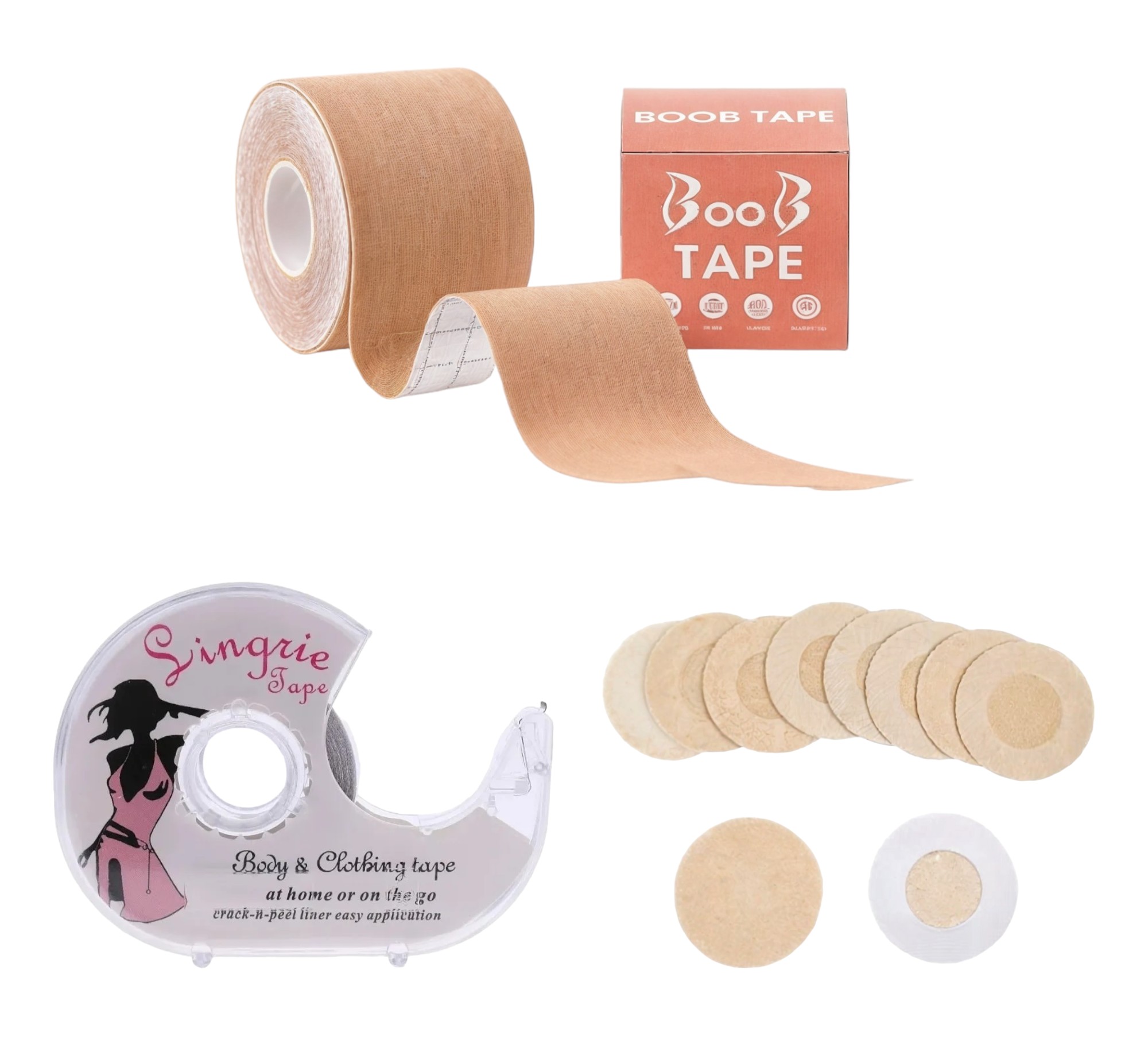 CINTA LEVANTA PECHO + 10 PEZONERAS DESECHABLES + CINTA DOBLE FAZ - 1