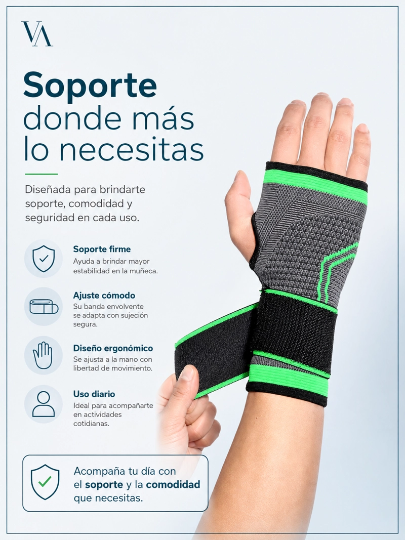 VENDA MUÑEQUERA ELASTICA ORTOPEDICA COMPRESIÓN MUÑECA MANO - 5