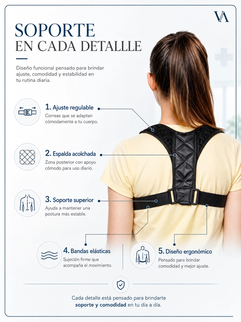 CORRECTOR VICALLY FASHION POSTURA ESPALDA ACOLCHADA UNISEX AJUSTABLE - 8
