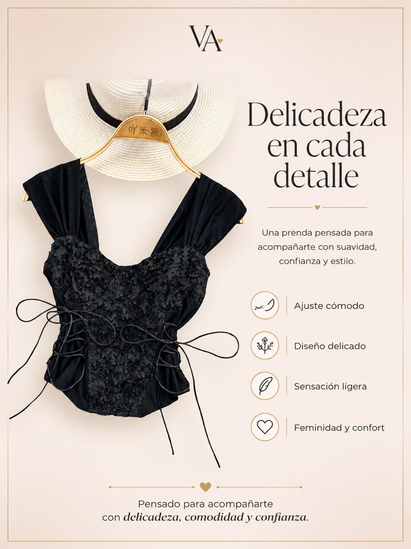 Crop Top De Moda Con Encaje Y Mangas Cortas - 2
