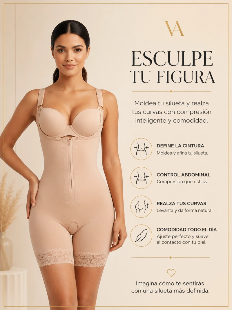 FAJA ESTILO COLOMBIANA DE ALTA COMPRESIÓN CON ENCAJE EN PIERNAS - 3