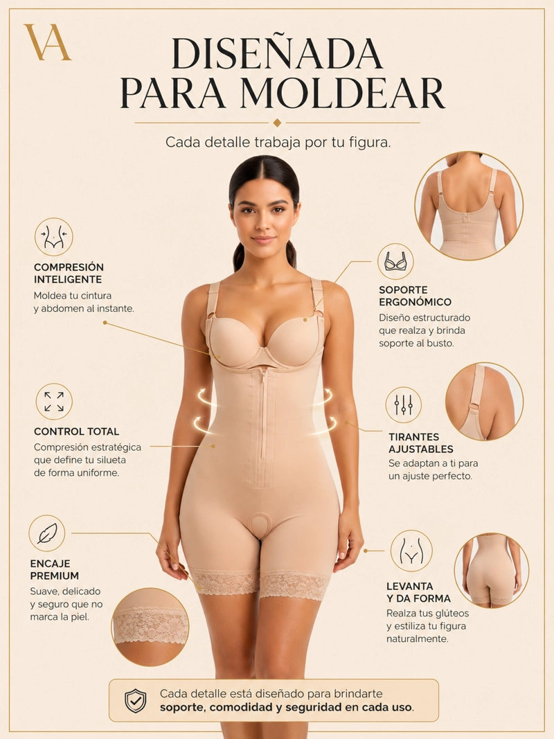 FAJA ESTILO COLOMBIANA DE ALTA COMPRESIÓN CON ENCAJE EN PIERNAS - 4