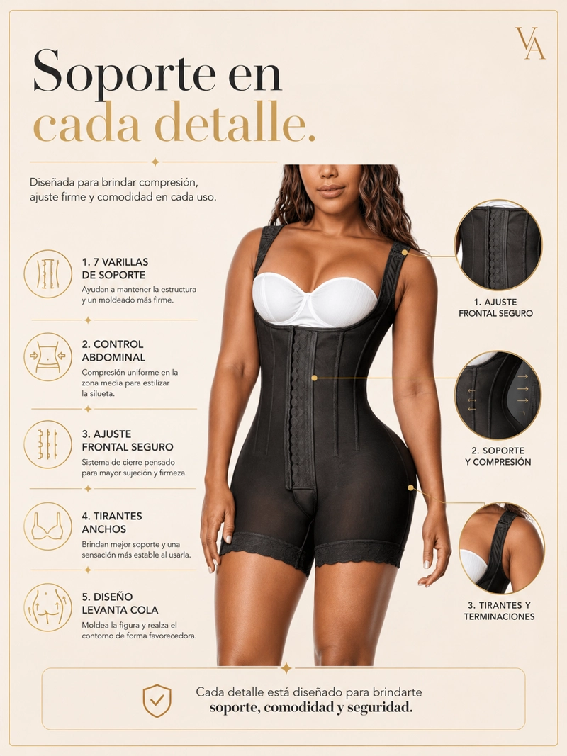 FAJA MUJER VICALLY FASHION 7 HUESOS MODELADORA Y REDUCTORA LEVANTA COLA - 4