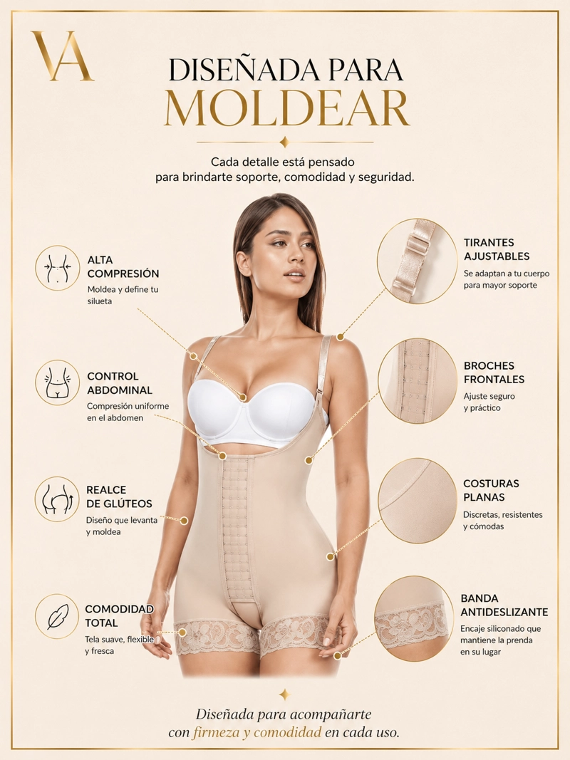 FAJA SHORT MUJER VICALLY FASHION LEVANTA COLA ALTA COMPRESION ESTILO COLOMBIANA - 5